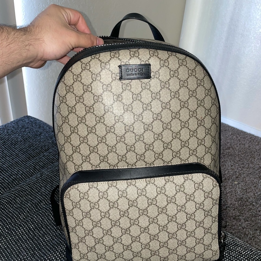 Gucci GG Supreme Monogram Beige/Brown Canvas Backpack Small